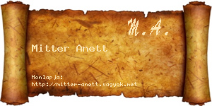 Mitter Anett névjegykártya
